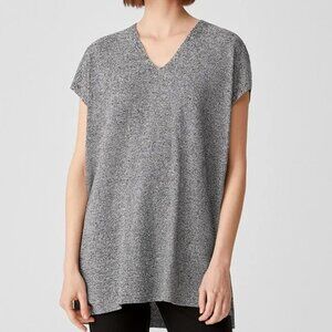 Eileen Fisher Organic Linen and Cotton Twist V-Neck  Top S/P Minimalst Luxury